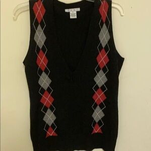 Cabi Argyle V-neck sweater vest size m